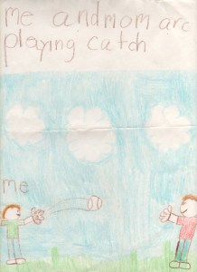 playing catch/kindergarten drawing
