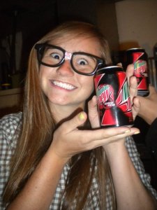 nerd caffeing and yellow nails